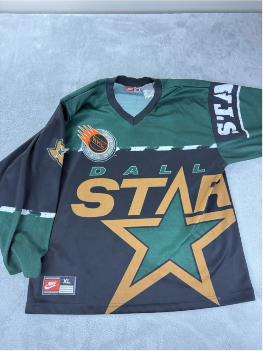 Vintage 90s Nike Team NHL Dallas Stars AOP Hockey Jersey Size XL USA Made Texas - Picture 10 of 12